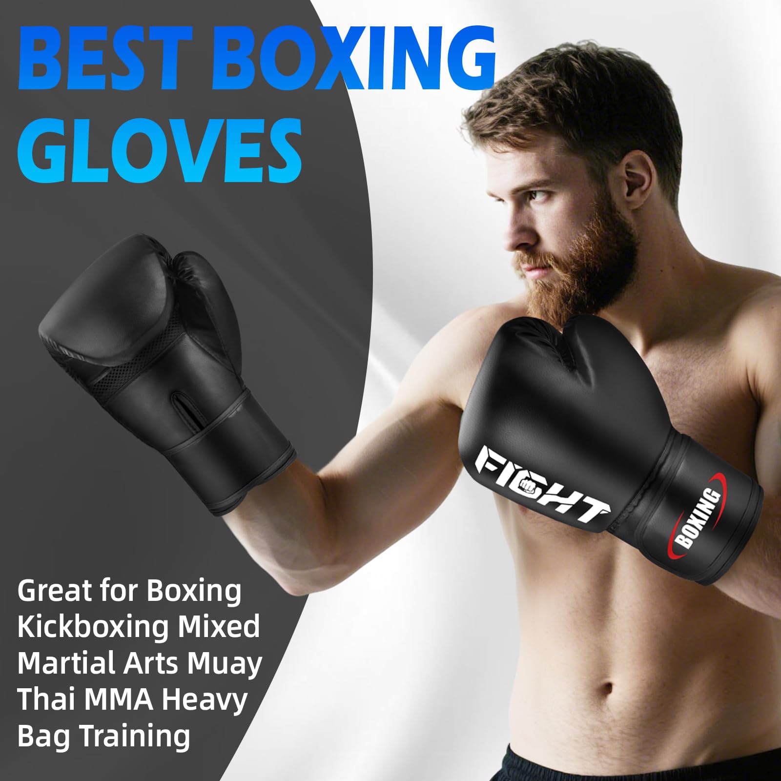 Boxing Gloves for Men and Women, Pro Training Sparring Muay Thai Gloves, Adults Heavy Punching Bag Gloves for Boxing Kickboxing Mixed Martial Arts MMA Training, Multi Layered, Ventilated
