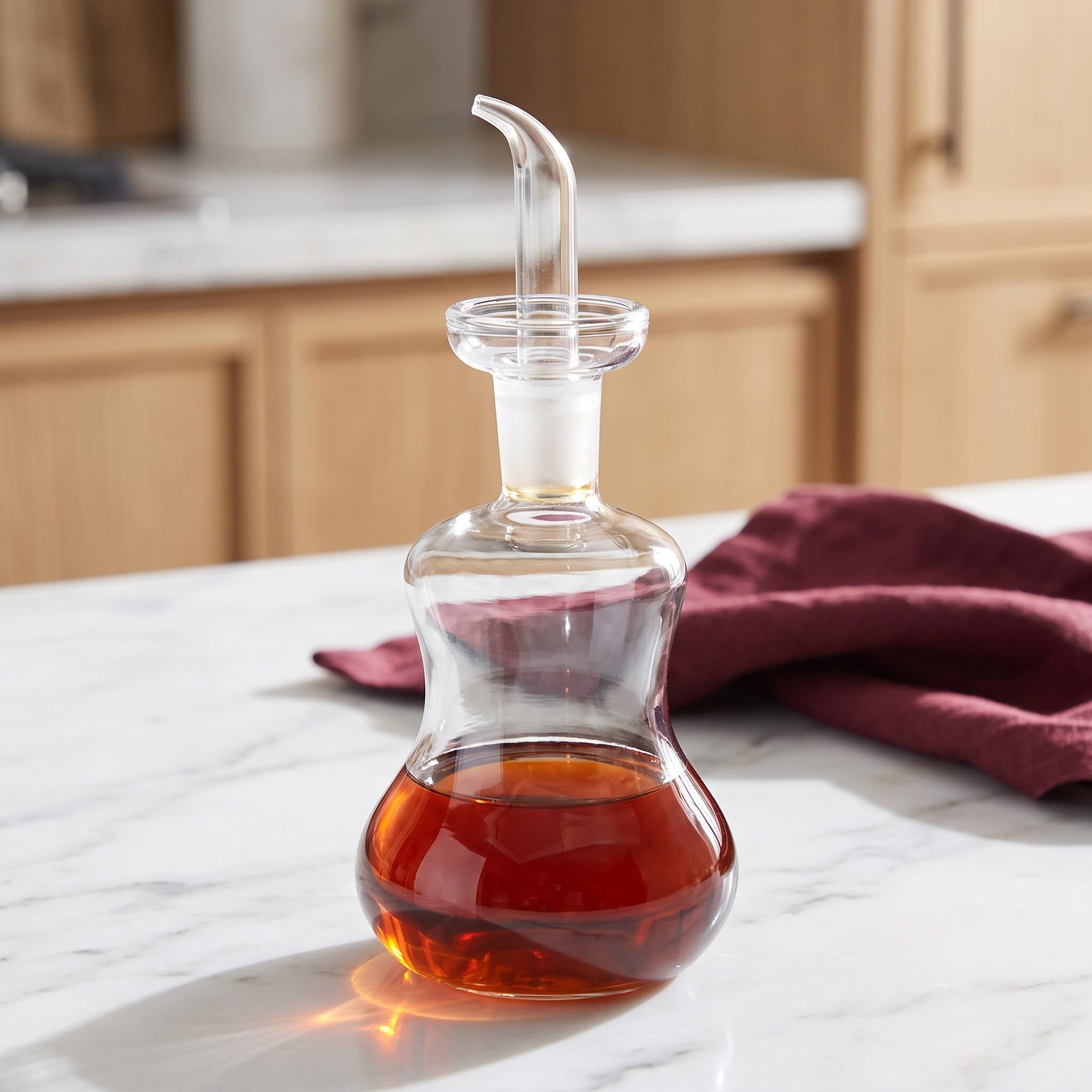 Zerodeko Botella de vidrio para aceite de oliva con dosificador, jarra para | Dispensador de vinagre doméstico para ensaladas y salsas, aceitera para salsa de soja, botella compacta para aderezos de
