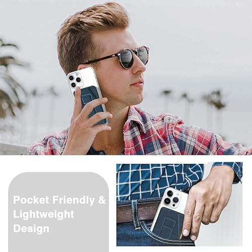 Miniatura 6 de LOHASIC Tarjetero con función atril compatible con MagSafe, Azul, Negocios