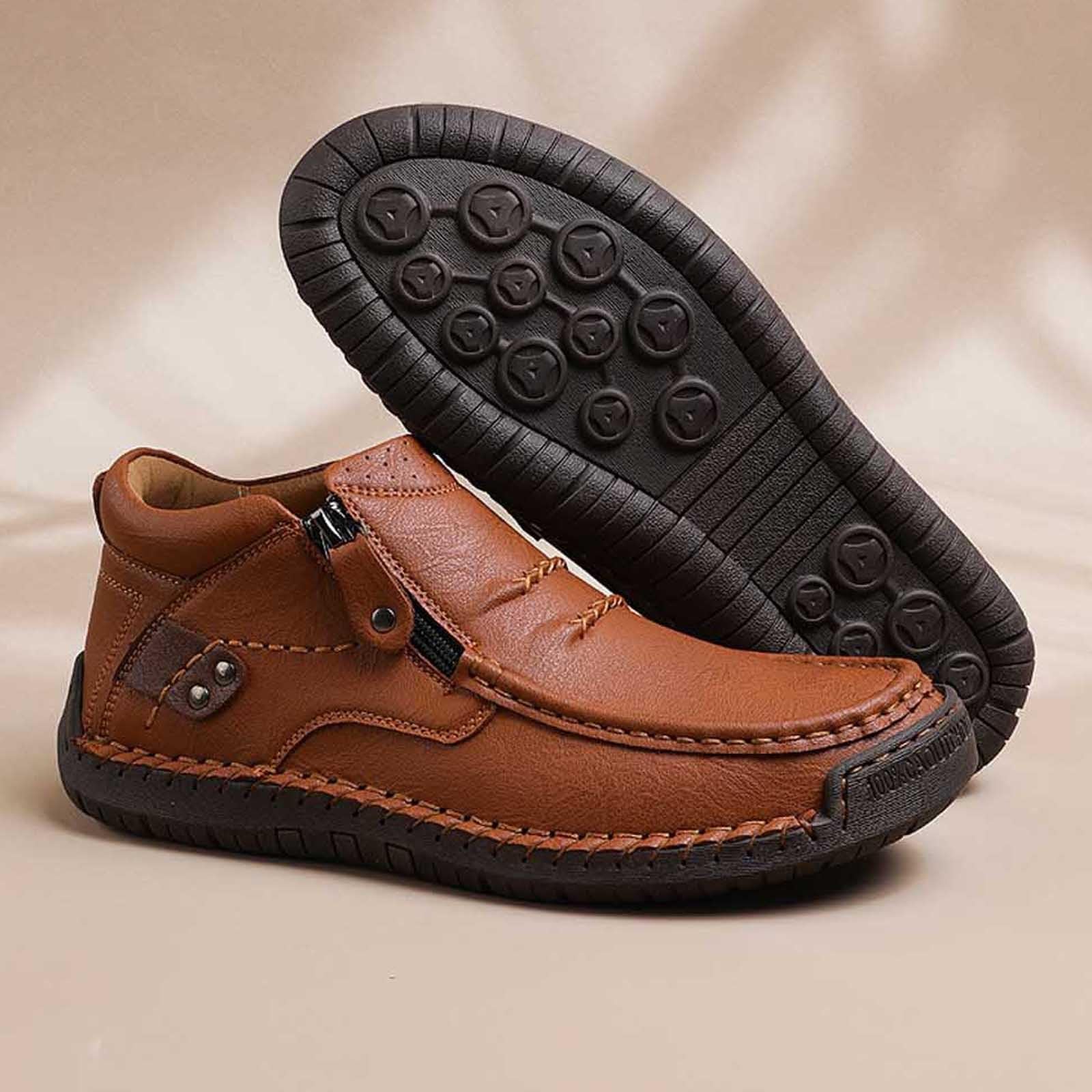 Generisch Pantoufles décontractées pour homme, matériau supérieur, chaussures de randonnée confortables pour le quotidien avec fermeture éclair latérale, pantalon jean parfait pour les loisirs