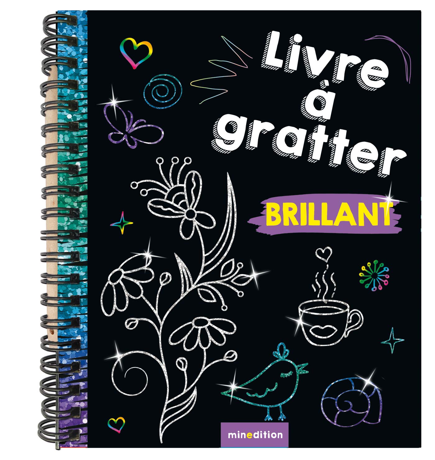 Mini-livre à gratter Brillant: Avec un crayon en bois