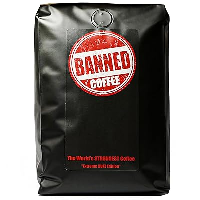 Banned CoffeeTM Ground - Worlds Strongest High Caffeine Coffee That Shouldnt Be Allowed - Bold Medium-Dark Roast Arabica & Robusta Blend - Extreme Energy & Smooth Flavor - Fresh Roasted in the USA - 32oz 2 LBS Bag