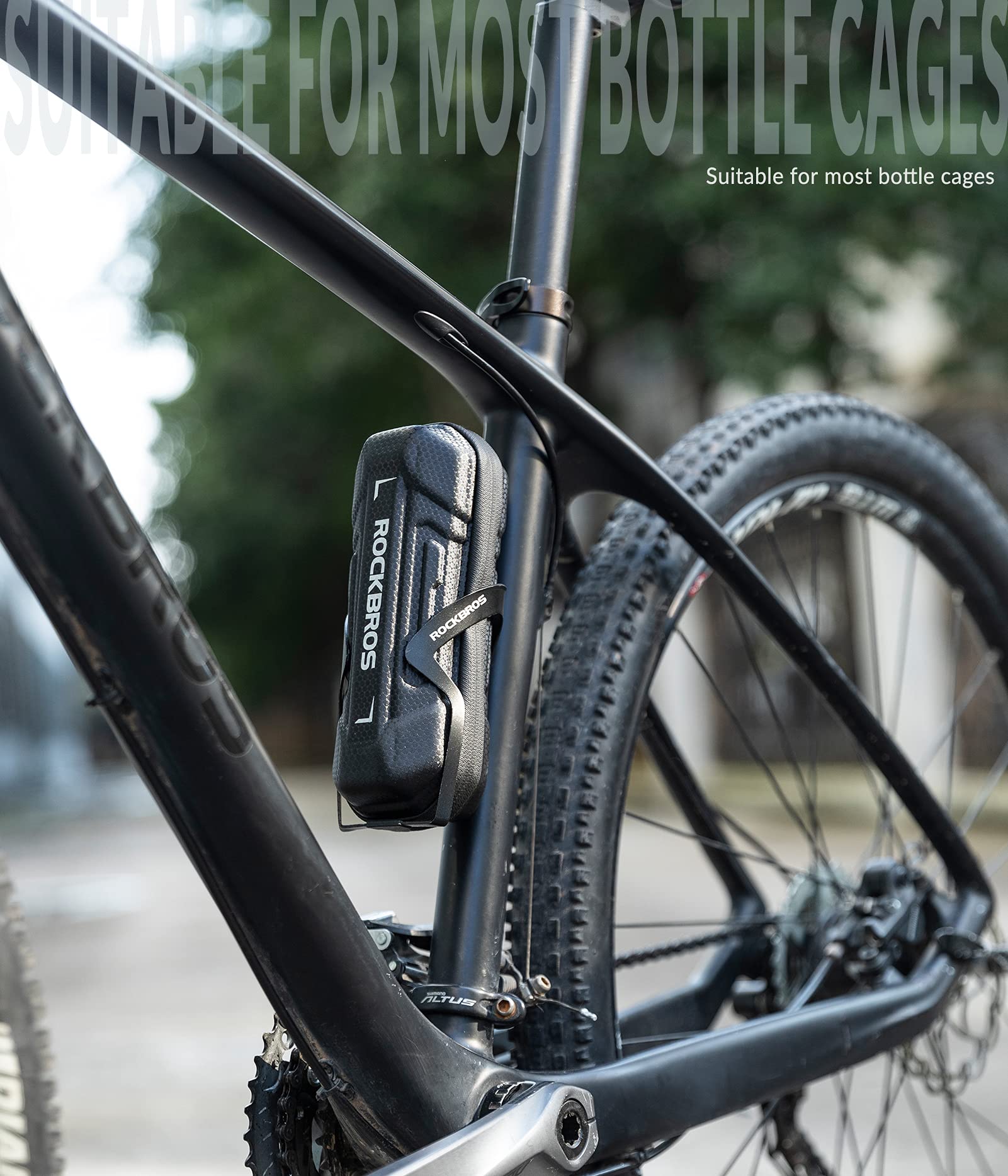 ROCKBROS Sacoche Outil Vélo Style-Bidon Sac Cadre VTT Multifonctionnel Sac de Kits Réparation Rangement Étanche Portable Compartiment Interne Vélo Route pour Mini Pompe Clé Tournevis Noir (Non Outil)