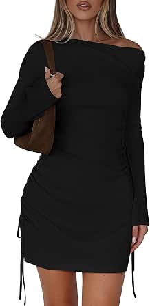 WDIRARA Women's Off Shoulder Bodycon Dress - Ruffle Tiered Ruched Cocktail & Party Dress - View #11
