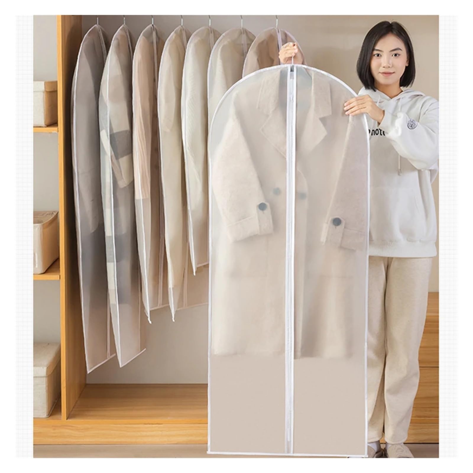 fundas para ropa 10pcs Dress Bags For Long Gowns, Waterproof Clear Garment For Tuxedos Wedding Dresses, Anti Dust Clothes Coats Protector(10pc 60x80cm)