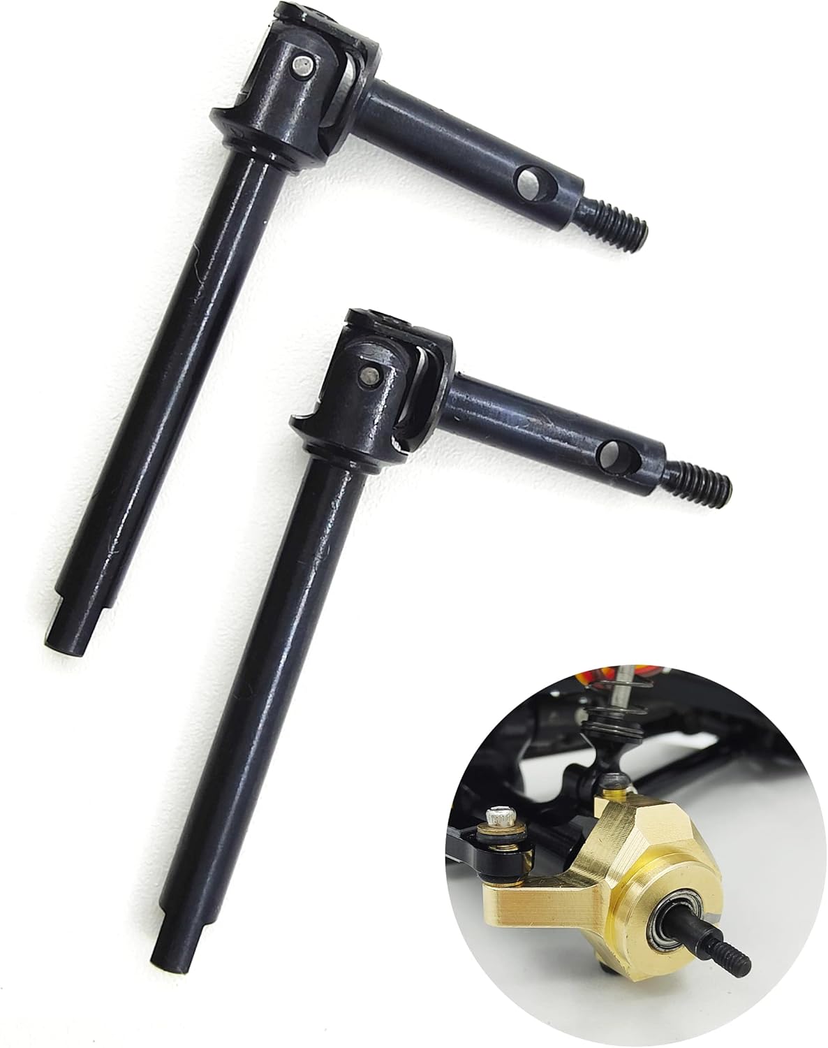 2Pcs RC Front Axle Drive Shaft Steel Front Universal Driveshaft CVD Set for 1/24 C10/JLU/Bronco/Gladiator/Deadbolt RC Crawler Car SCX24 Upgrades Accessories