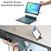 Vista 8 de Combo Touch - Funda con teclado táctil para Samsung Galaxy Tab S10 FE/S10 Lite/S9 FE de 10.9 pulgadas, teclado retroiluminado desmontable magnético