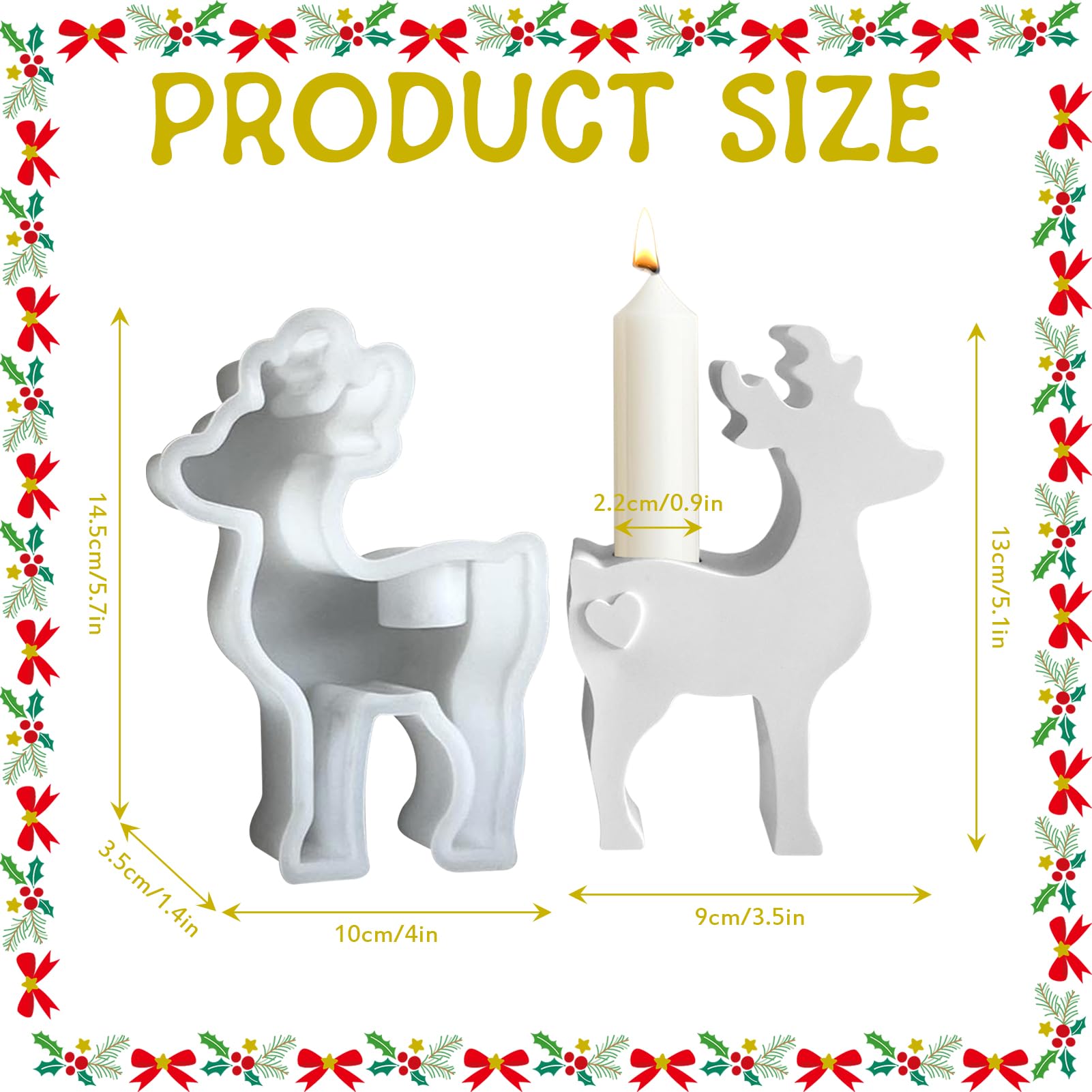 XIAOSHUI Silikonform Für Weihnachtskerzen – Elch-Motiv, 6x8,8x6,2 Cm, Hitzebeständig (-40°C Bis 230°C), Für Wachs, Harz & DIY