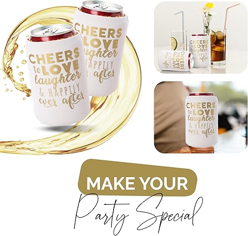 Vista 28 de Juego de 12 decoraciones para latas de boda, Cheers to Love Laughter and Happily Ever After, decoración de cena de ensayo de boda, despedidas