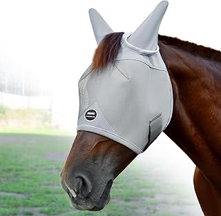 Horse Fly Mask, Adjustable Fly Masks for Horses with Ears, Breathable and 70% UV