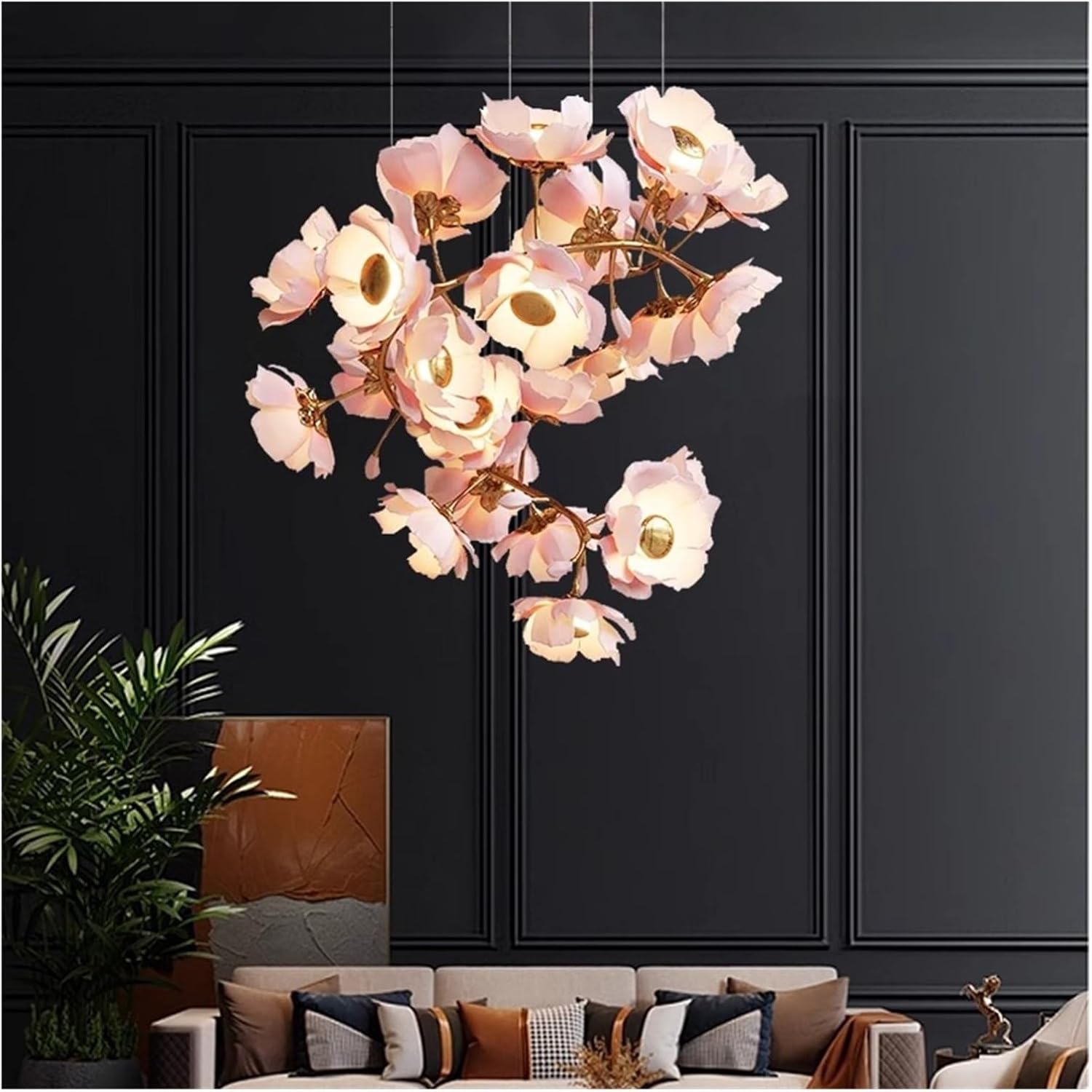 lamp Chandelier Ceiling Lights Light Pink Petals Chandelier Lighting Ceiling Lamps Hanging Light led Chandeliers Compatible with The Living Room Indoor Light,Chandeliers led-B(B) lamp