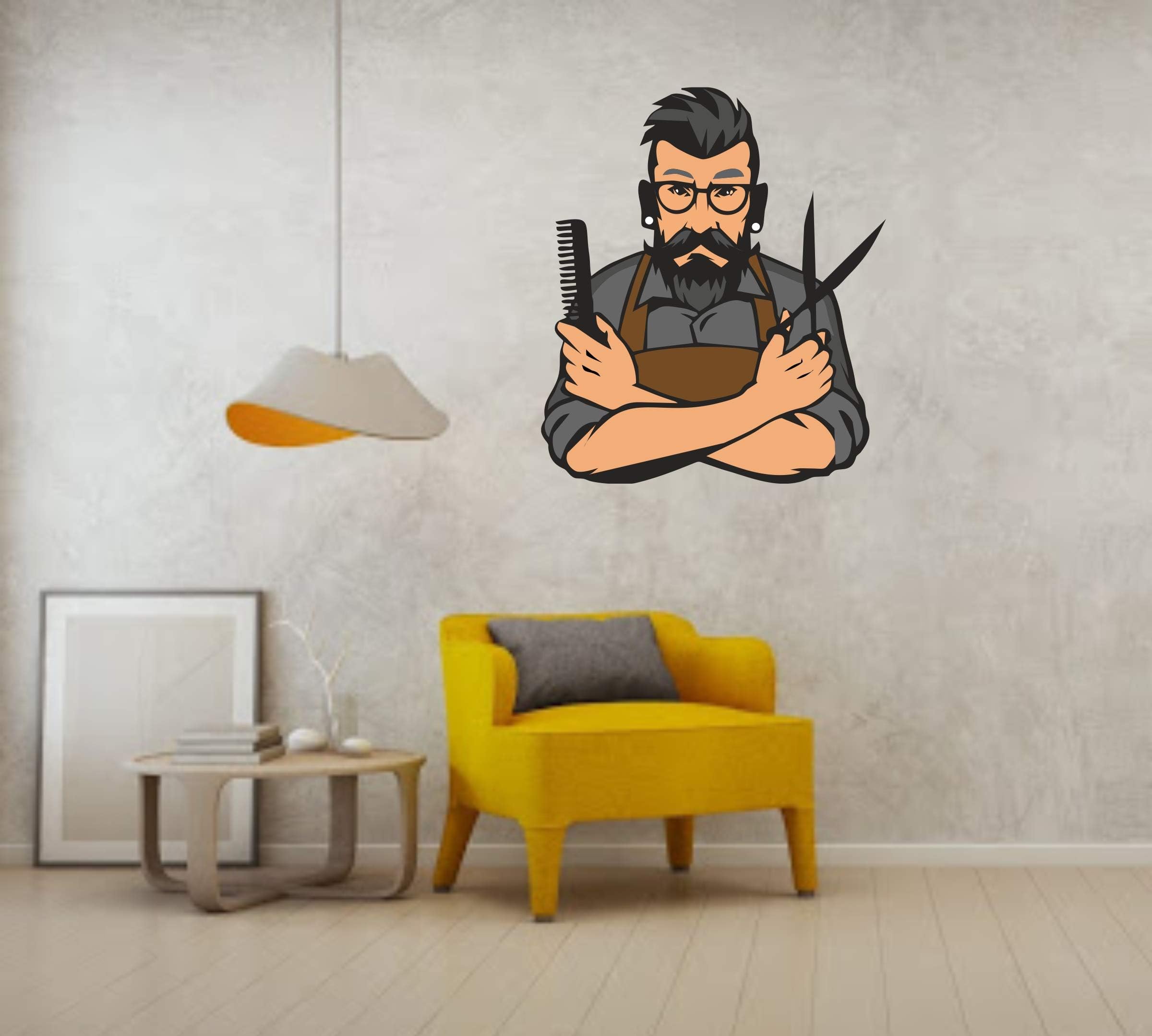 Decor Kafe Salon Wall Stickers | Hair Salon Barber Shop Wall Decal Art | Vinyl Sticker Interior Window Decor DIY Hair Beauty Salon Wall Sticker (PVC Vinyl, 66X57 cm)