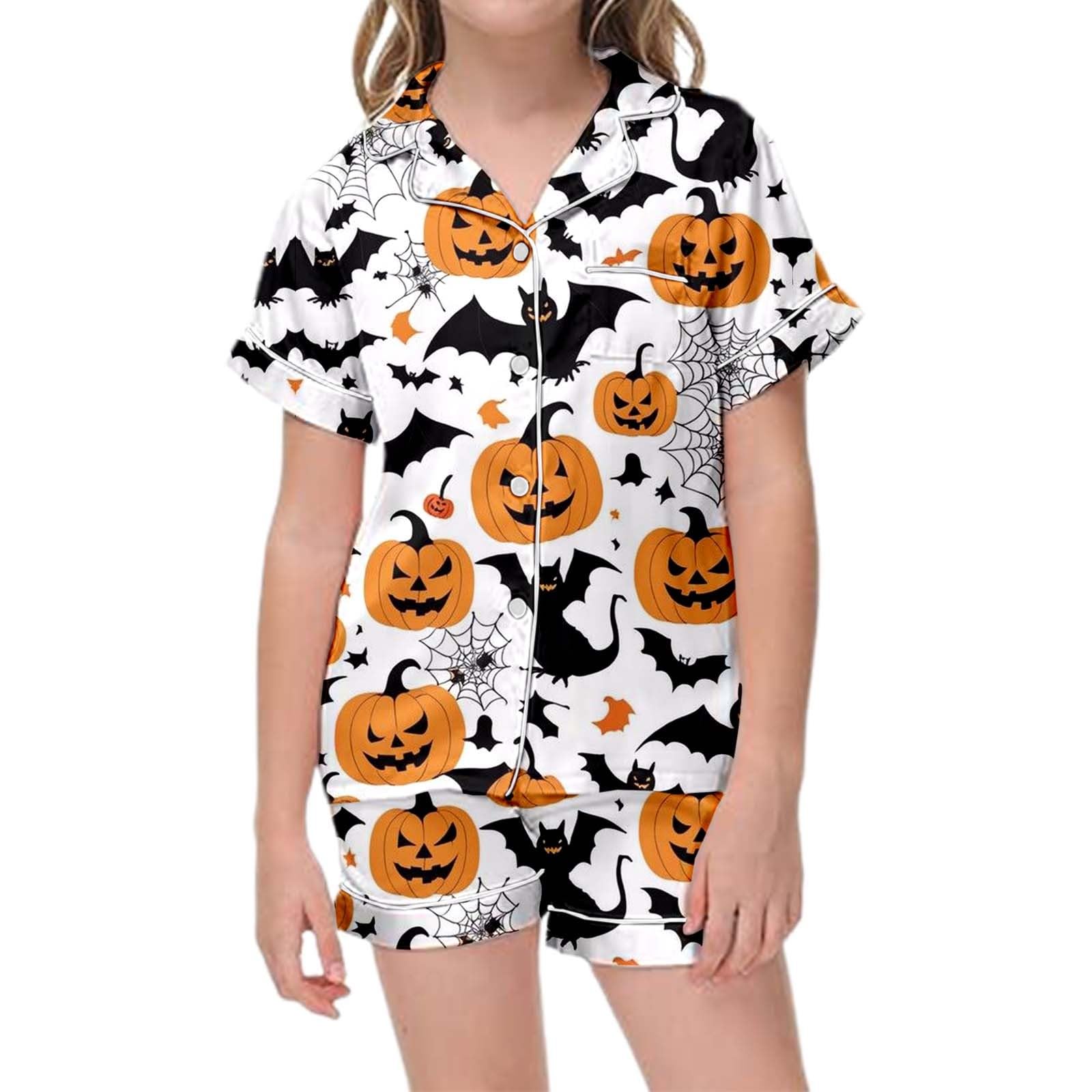 Halloween Kurzarm Niedlichen Druck Zwei Stück Outfit Für Party Set