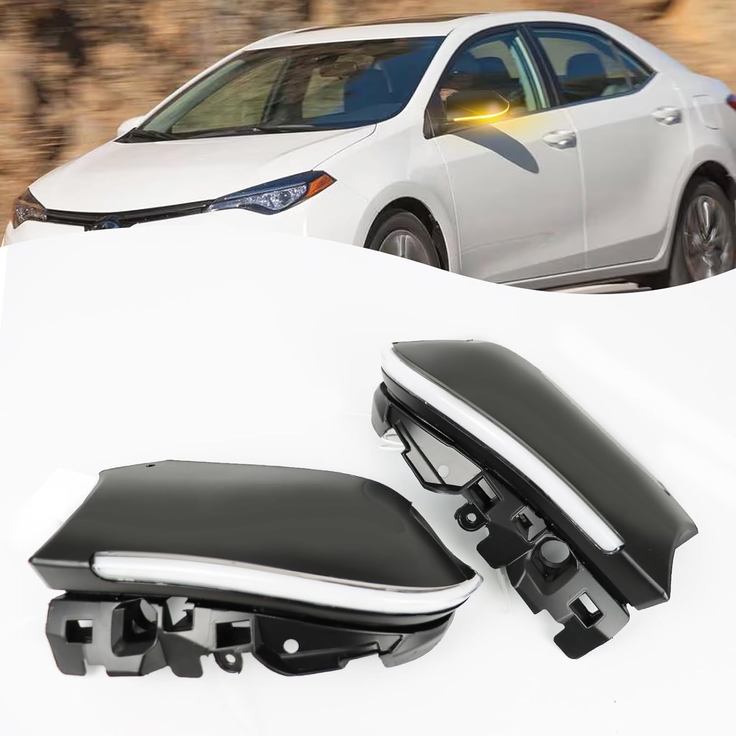 LED Rear Side Mirror Light DRL Amber Sequential Turn Signal Lamp 2 in 1 Function Feature Kit for Toyota Corolla 2020 2021 2022 2023 2024 OEM Trim Accessories