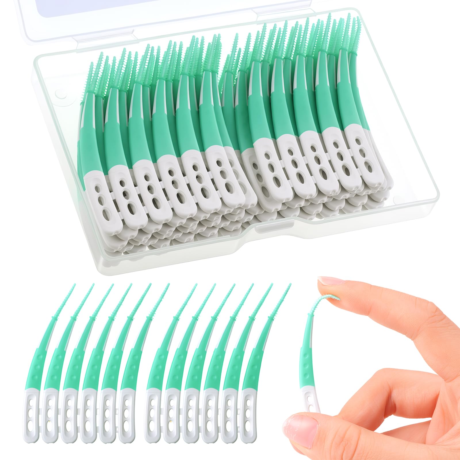 lanjue Cepillos interdentales portátiles entre dientes, 204 púas de hilo dental suave para limpieza de dientes, palillo de dientes, herramientas de limpieza de dientes para aparatos ortopédicos con