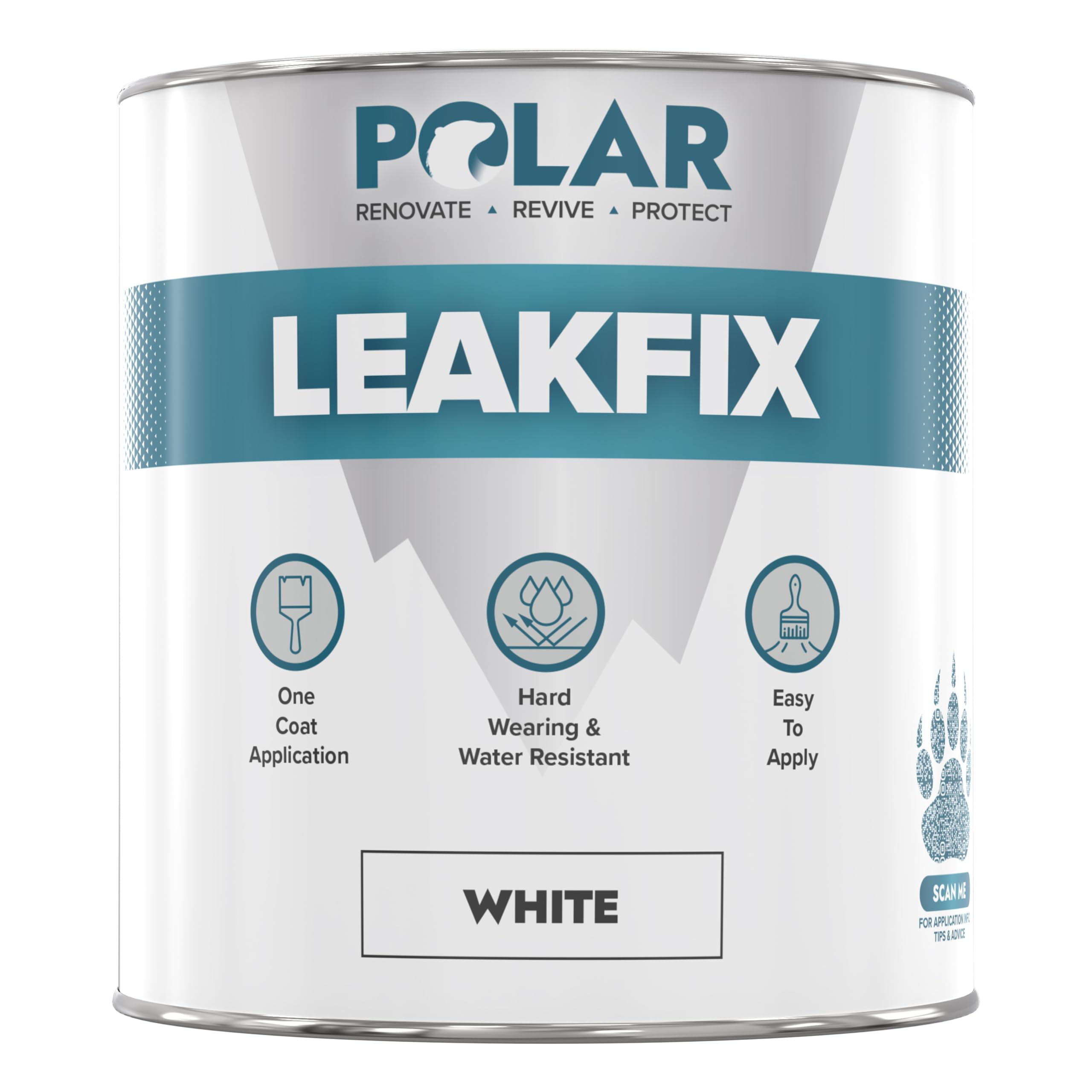 Polar Leak Seal Paint - Waterproof Roof Sealant for Leaks & Cracks - Seals and Protects Roofs, Gutters, & Drainpipes from UV Damage - Easy One Coat Application - White - 500ml