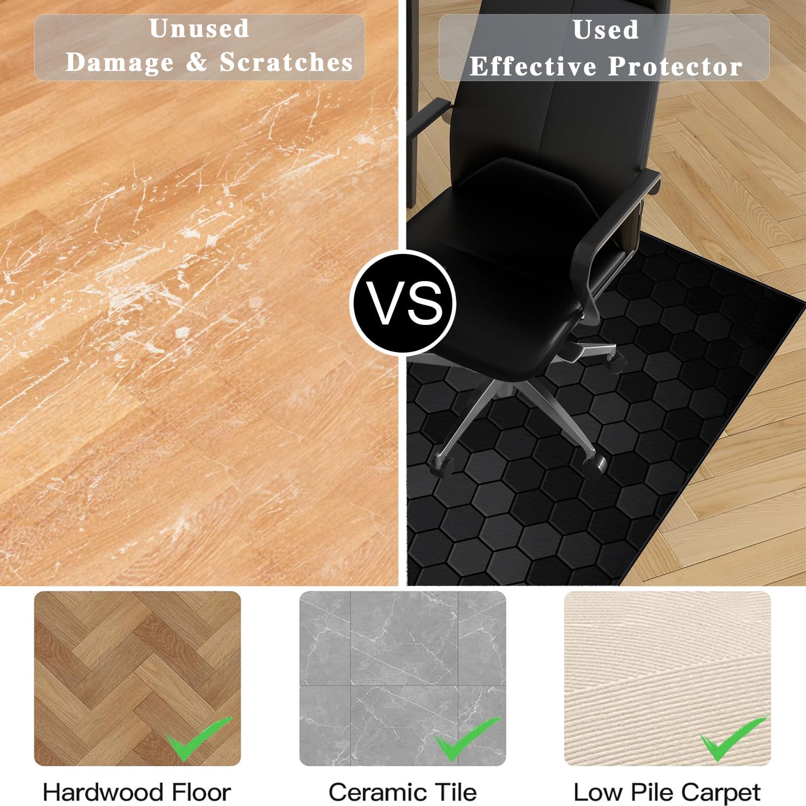100 x 160 cm Tapis de Chaise Gaming Antidérapant Tapis de Protection de Sol pour Chaise de Bureau Protège Parquet Chaise Roulettes Tapis sous Chaise Bureau Tapis de Sol pour Bureau Plancher de Bois