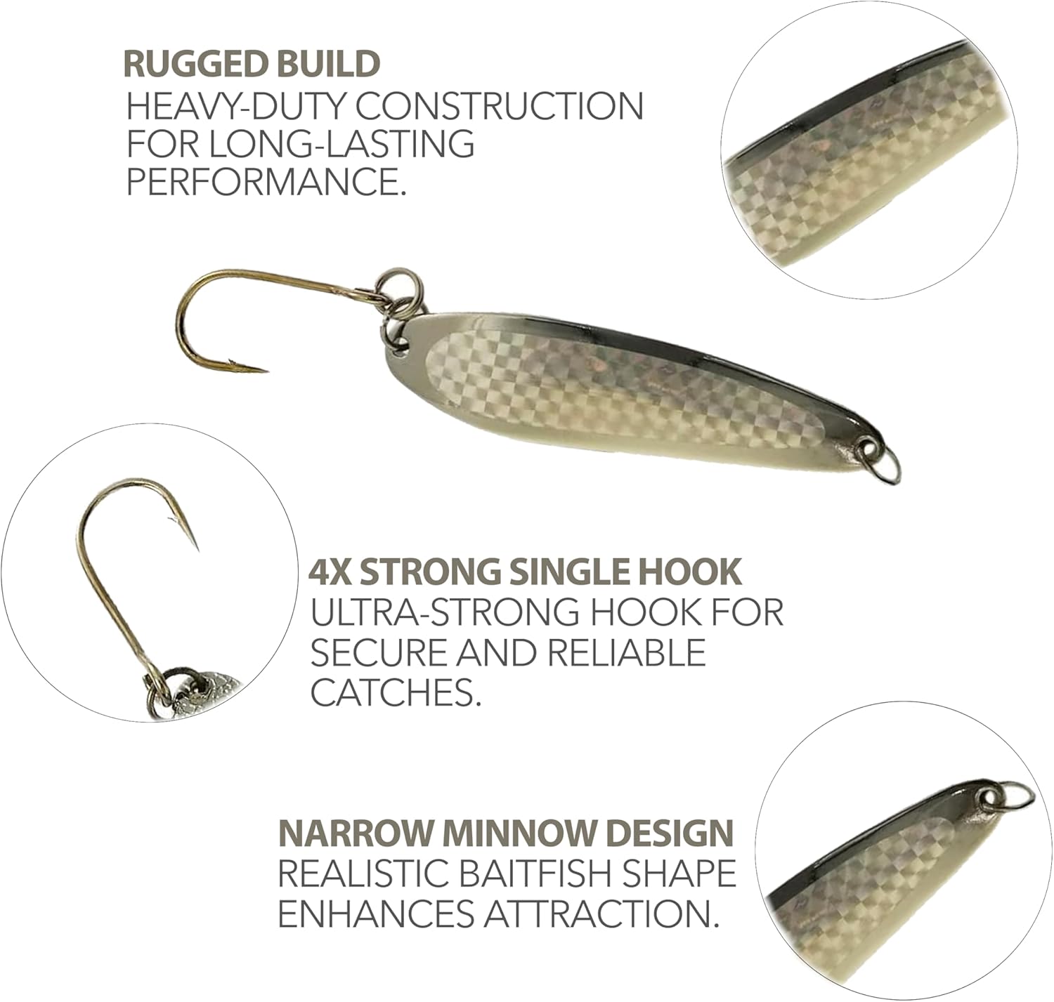 Crocodile Spoons Fishing Lures 5oz, 6 Pcs Silver Prism & Gold Plated, with Treble Hooks, for Saltwater Casting & Trolling, Includes Reflective Finish