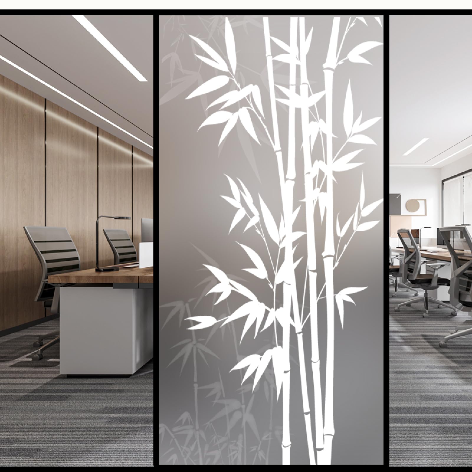 Window Film Privacy White Bamboo Leaves Glass Frosted Privacy Film For Glass Windows Static Cling No Glue Window Films Covering Self Adhesive Anti Uv For Office Bathroom Home 60x120cm/1pcs