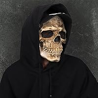 Vista 7 de CosTribe Máscara espeluznante de calavera de cabeza completa con mandíbula móvil para Halloween, casco de látex aterrador para accesorios de fiesta