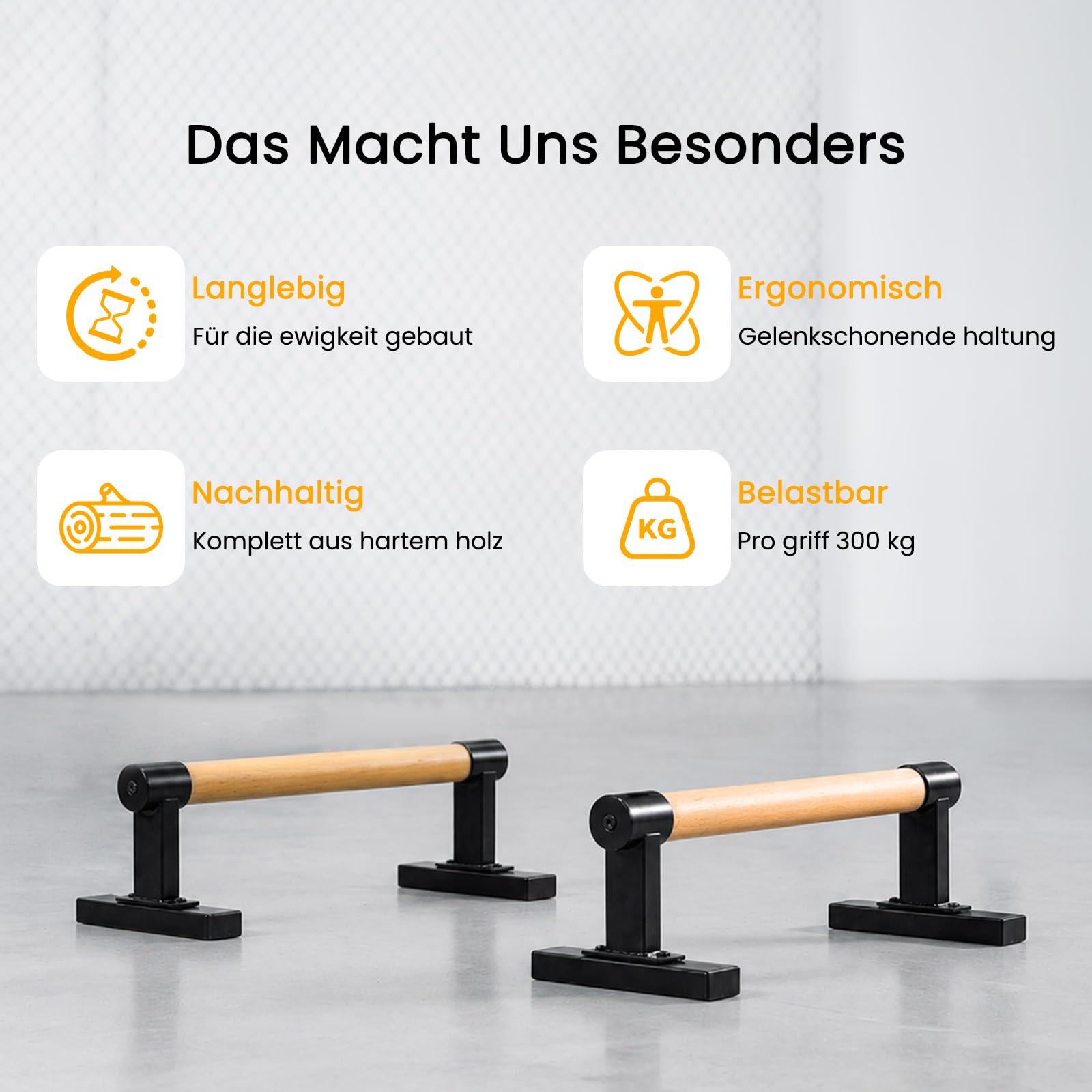 Calisthenics Parallettes aus Buchenholz Handstand und Liegestützgriffe 49x17x14 cm Rutschfest und Stabil für Zuhause und Outdoor Krafttraining