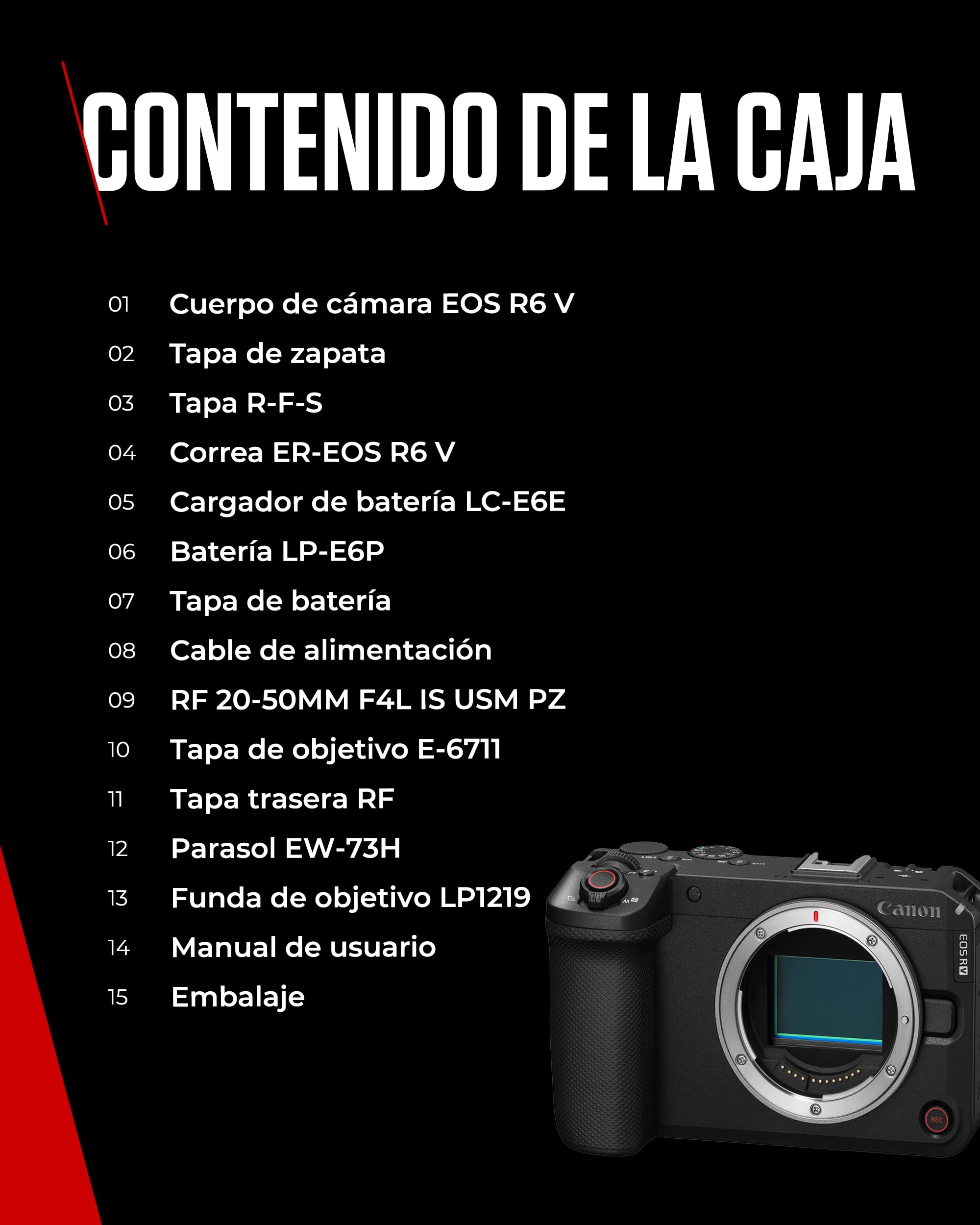 Canon EOS R6 V Cámara Mirrorless Full Frame + Objetivo RF 20-50mm F4L IS USM PZ | Kit Vlogging con Vídeo 7K Raw, Estabilización y Open Gate | Creadores, Youtube, Viajes