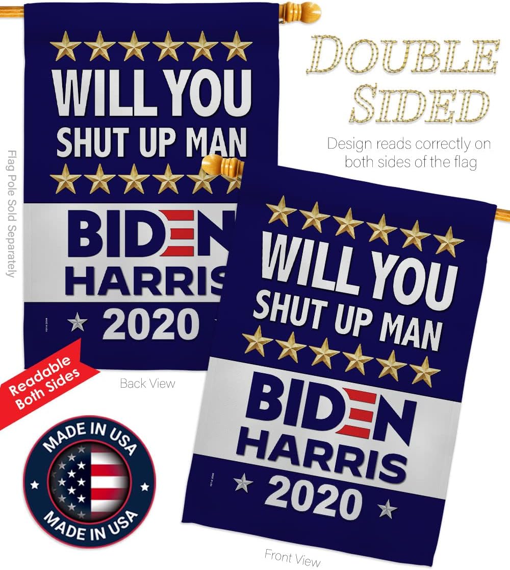 Biden Harris Flag Shut Up Man Garden House Flag Set Patriotic Vote President Democrat Republican Tea Party United State Election Decoration Banner Small Yard Gift Double-Sided, Made in USA