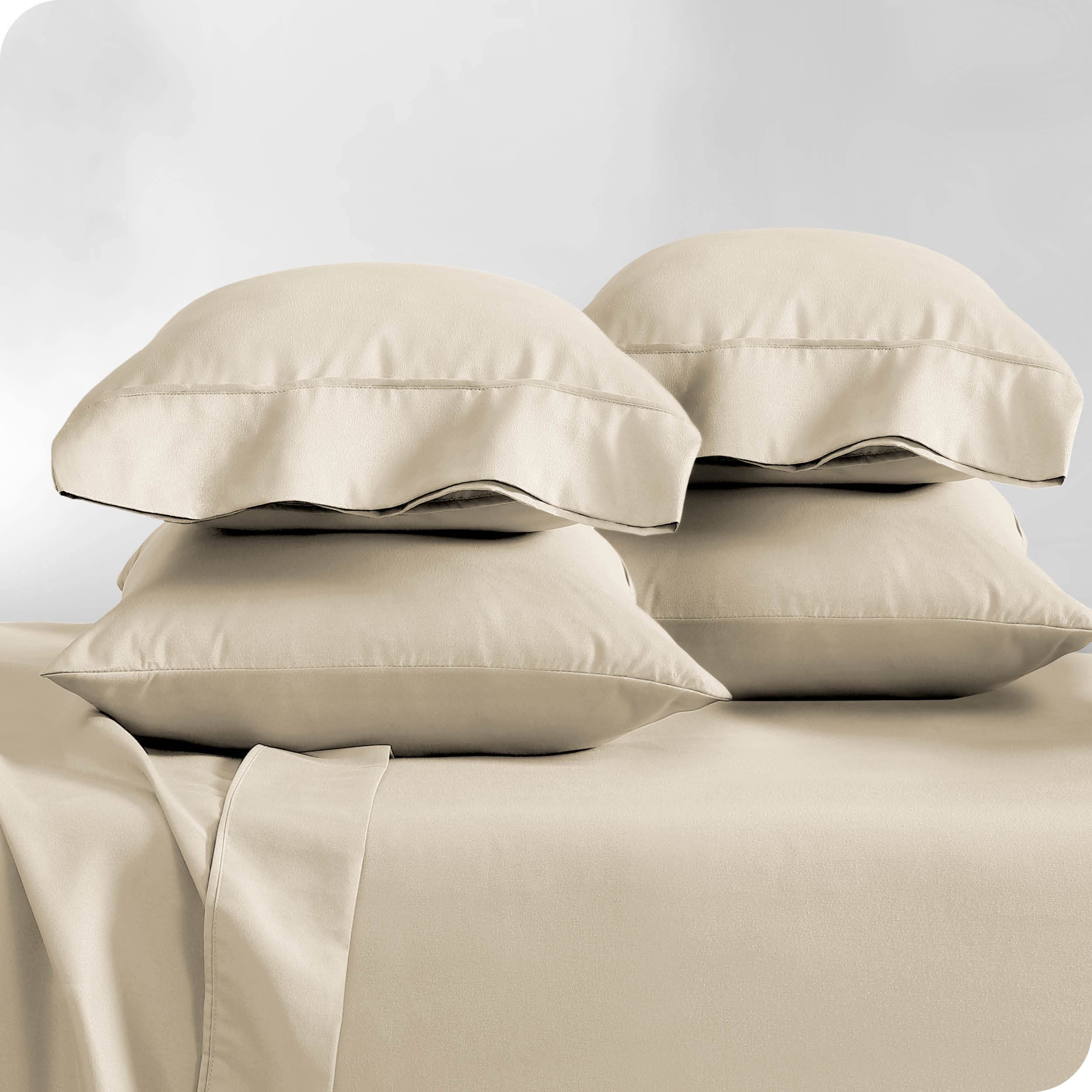bare home microfiber bulk pillow cases - king set of 4 - cooling pillowcases - double brushed - sand pillowcases 4 pack - easy care (king - 4 pack, sand)