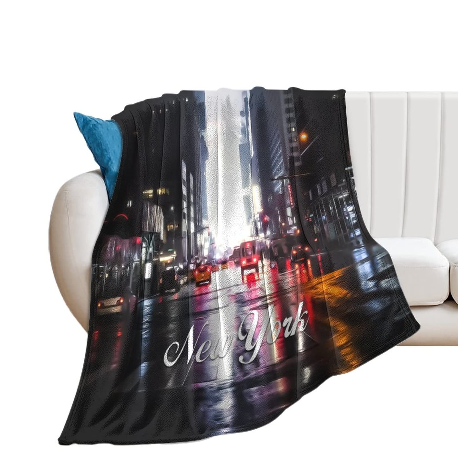 Plaid polaire New York doux et chaud pour canape et voyage 101,6 x 127 cm