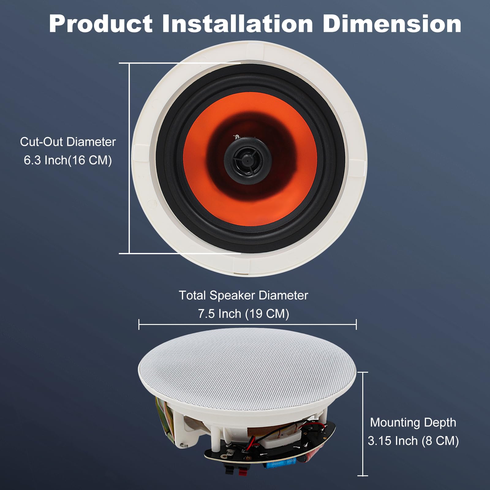 STUDIOFINIX Enceintes Bluetooth de plafond de 16,5 cm, système d'enceintes filaires encastrées de 600 W, idéal pour home cinéma, salon, bureau, kichten, salle d'étude, cave, terrasse couverte et