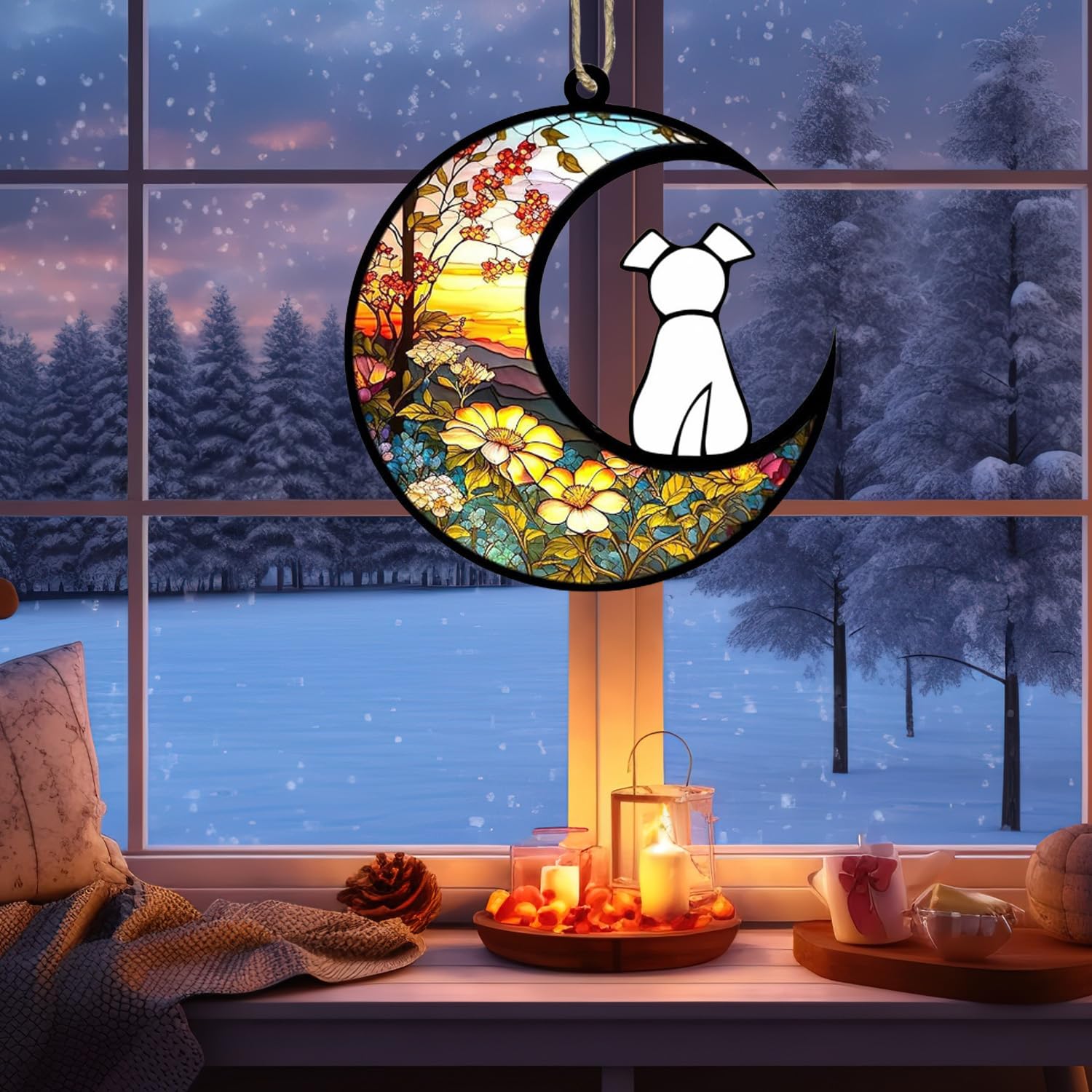 Stained Glass Window Hangings Suncatcher Dog Memorial Gifts,Rainbow Bridge Pet Memorial Gifts for Dogs,Loss of Dog Sympathy Gift,Dog Bereavement Gifts - Image 4