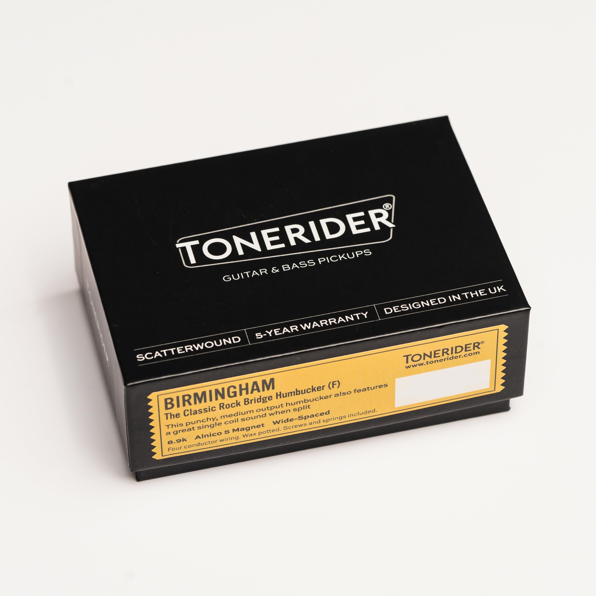 Tonerider Birmingham Bridge Humbucker Pickup, bianco, 52 mm F-Spaced – Alnico 5 Magnet, British Crunch, ideale per spaccare bobine, cablaggio a 4 conduttori, garanzia di 5 anni