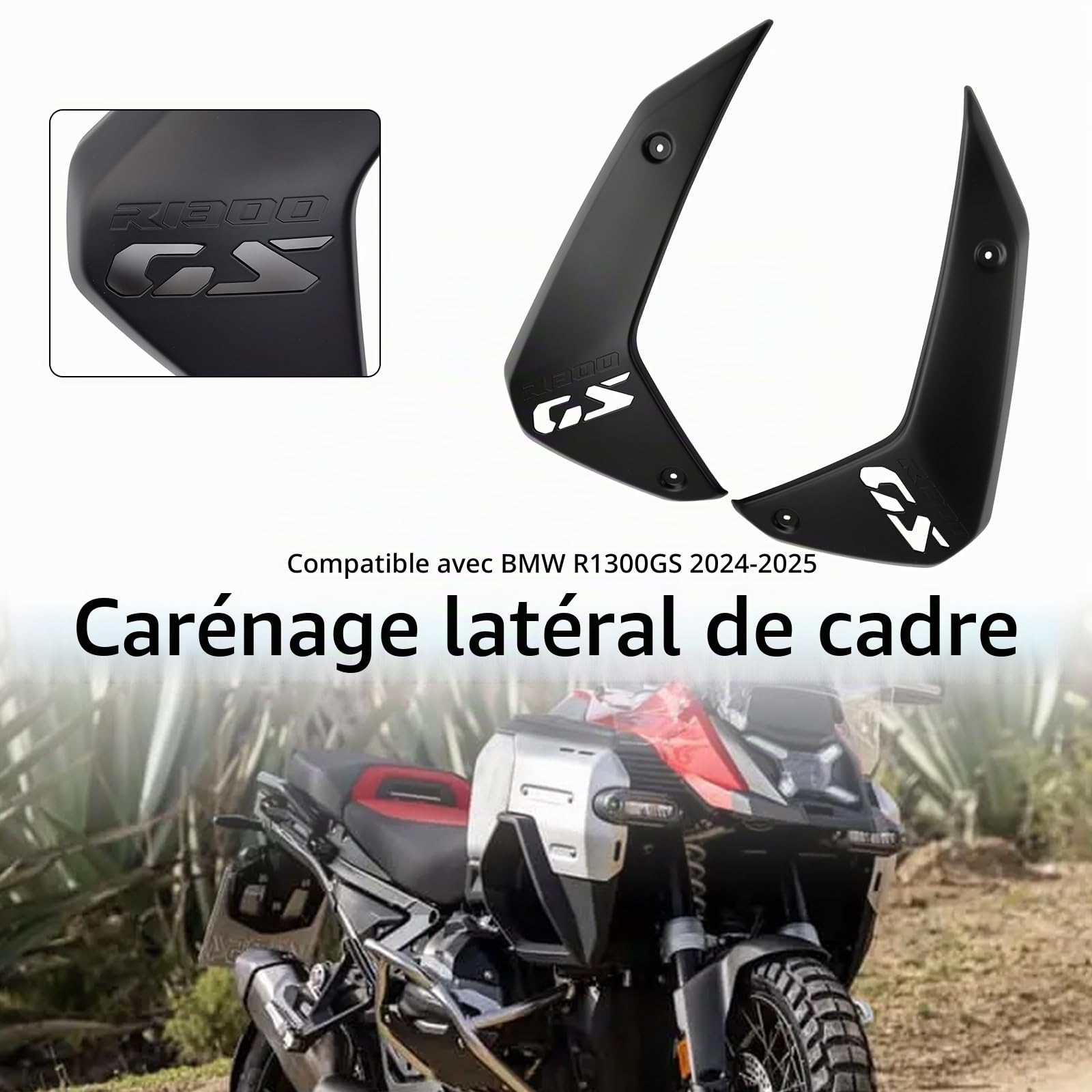 Topteng Revêtement du Cadre latéral Dispositifs de Protection Cache-radiateur adapté pour BMW R1300GS 2024-2025 Noir