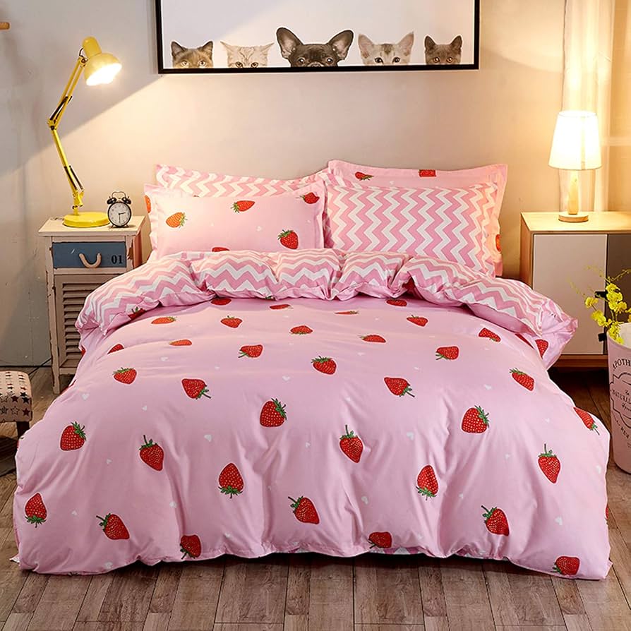  ストロベリーデザイン ブランケット Amazon.com: Erosebridal Kawaii Strawberry Comforter Cover