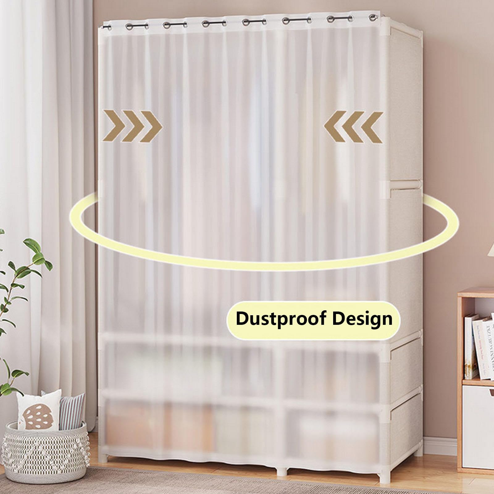 Tragbarer Kleiderschrank aus Segeltuch für Schlafzimmer mit Regalen und Schublade – Aufbewahrungslösung für Kleidung, Taschen und Stoff – Kleiderschrank-Organizer für kleine Räume