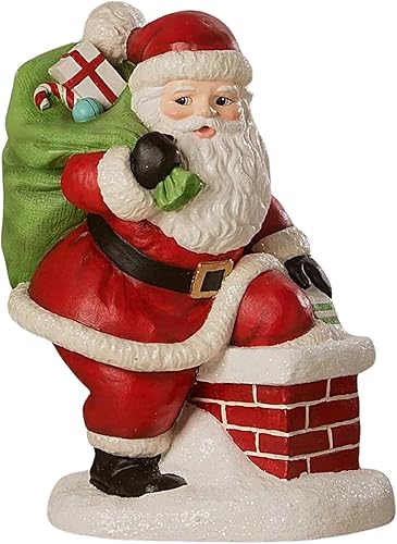 Bethany Lowe Figura de Papá Noel Down The Chimney