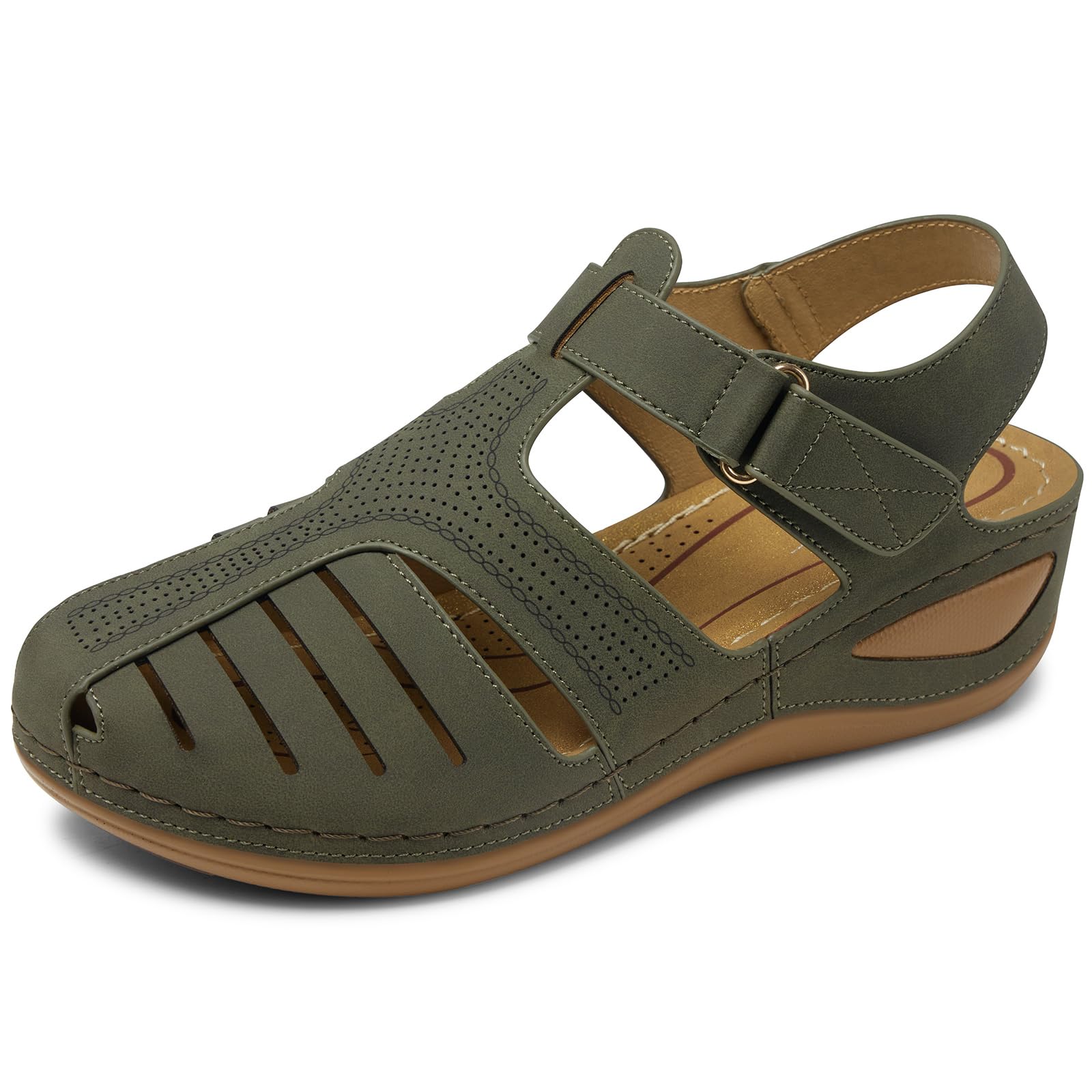 SHIBEVER Women's Wedge Sandals Summer: Closed Toe Sandals for Women Platform Dressy Wedge Size 5-11