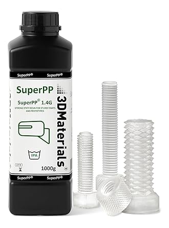 SuperPP Tough 3D Printer Resin Fastest 1.4GPa 50um Print in 1.3 secs, Made in Korea by 3DMaterials (1000g, Clear)