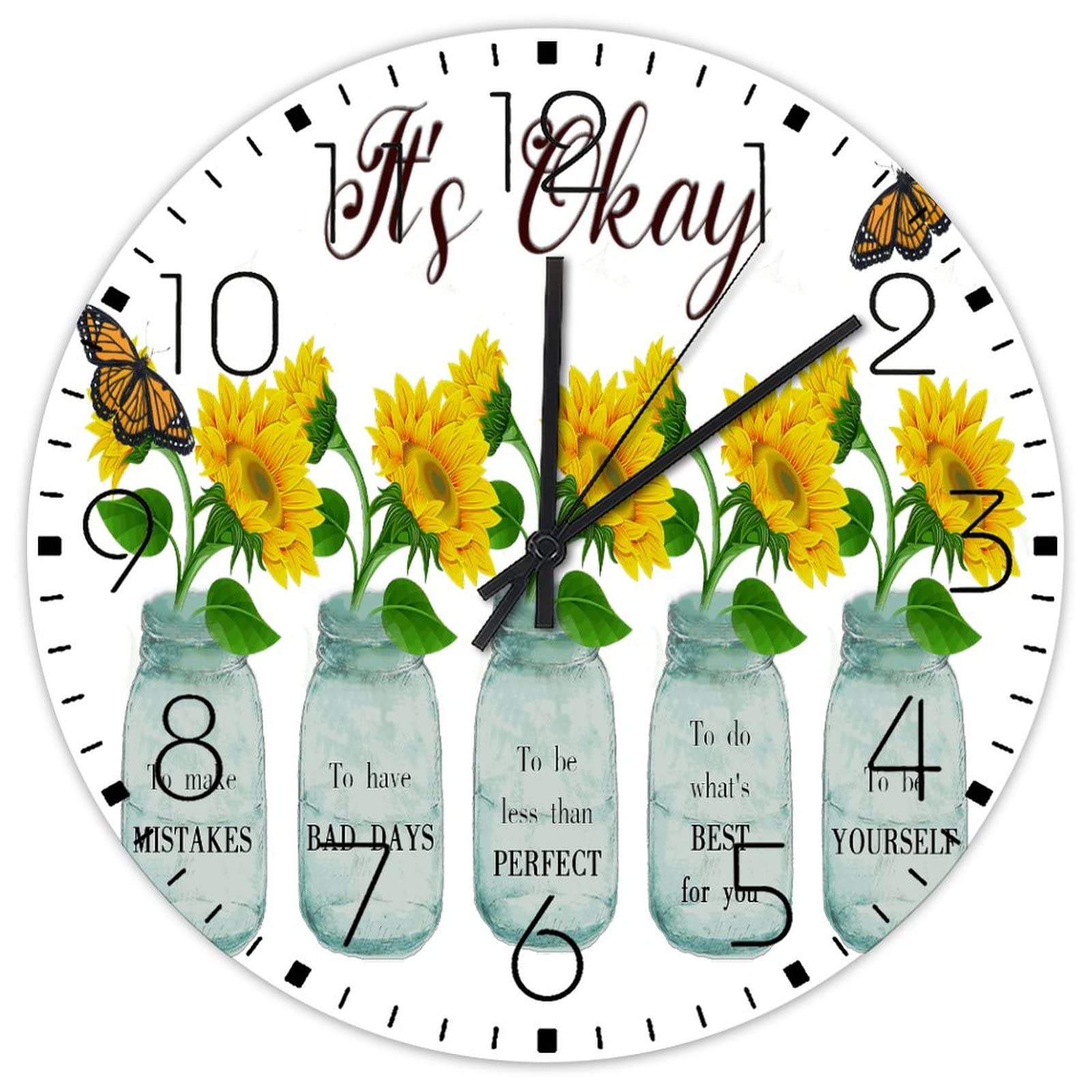 Horloge murale en bois sans tic-tac suspendre decoration salon 38cm
