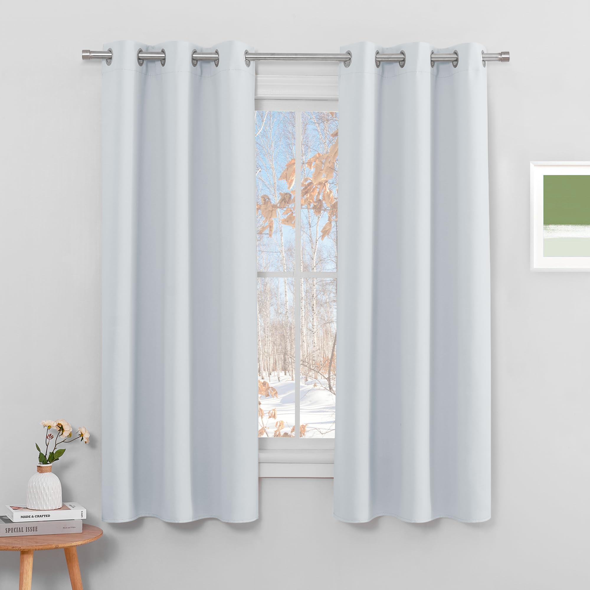 PONY DANCE Tende Camera da Letto Oscuranti Tenda Oscurante con Occhielli Tende per Finestre Piccole 2 Pezzi L 106 x A 158 cm Bianco Grigiastro