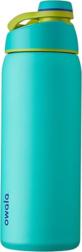 Miniatura 10 de Owala Botella de agua de acero inoxidable con aislamiento giratorio para deportes y viajes, sin BPA, 32 onzas, muy, muy oscura