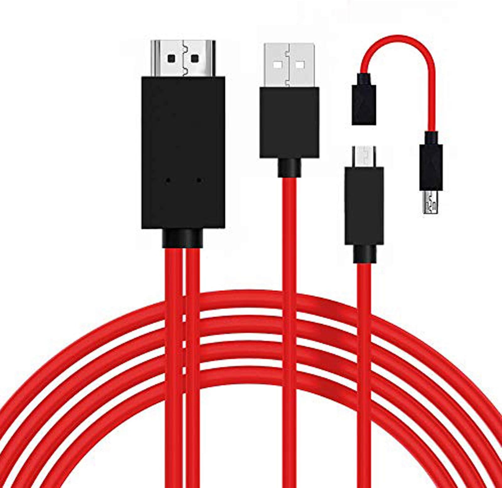 Micro USB to HDMI, MHL to HDMI, Micro USB to HDMI Converter for Android Smart Phones, Micro 5pin to 11pin Adapter, MHL Micro USB to HDMI Cable Adapter (Red)