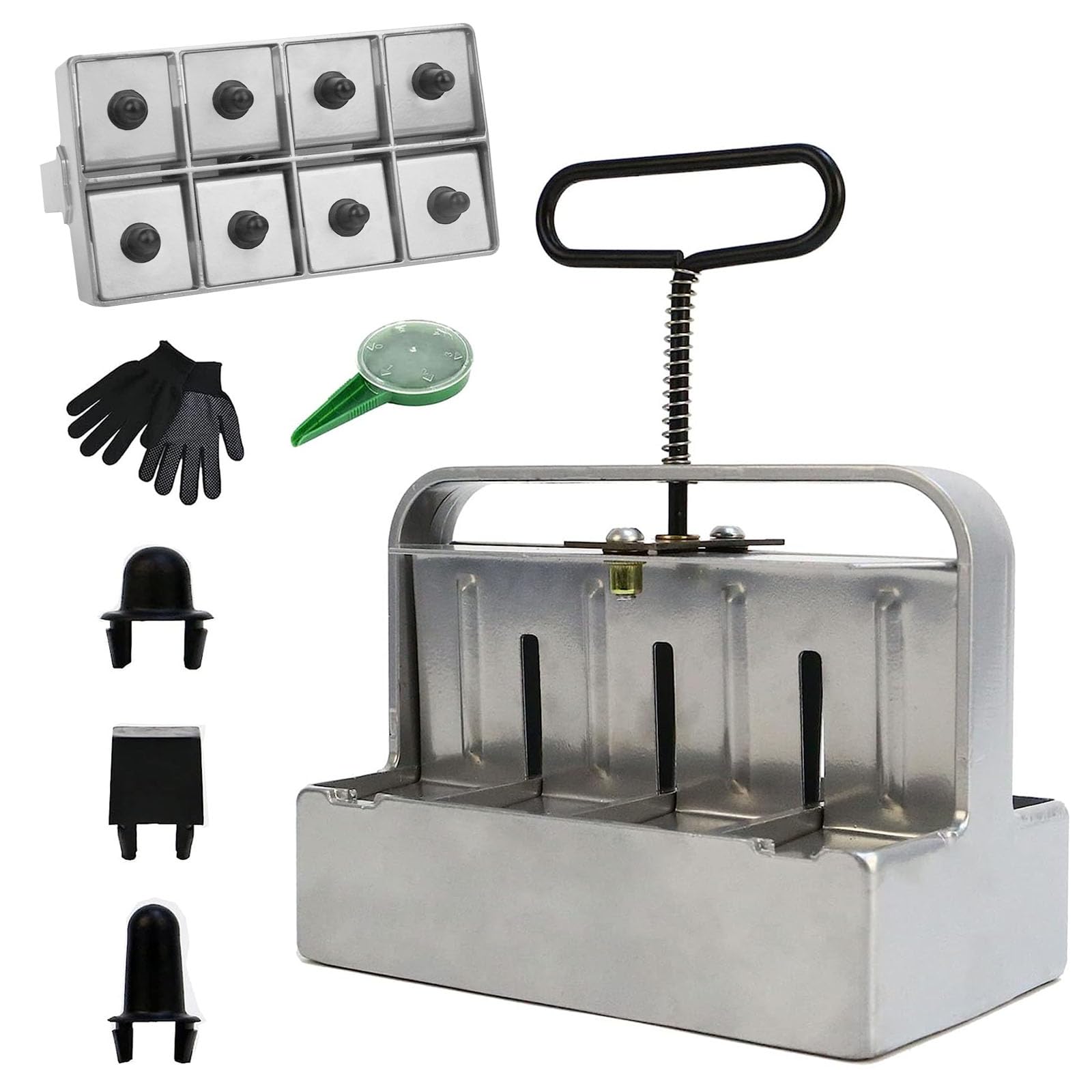 Soil Baler, Hand Held Soil Blocker 2" Soil Block Maker Clod Baler for 8 Pcs Soil Block Soil Blocker with Aid and Gloves for Plant Propagation, Thicker