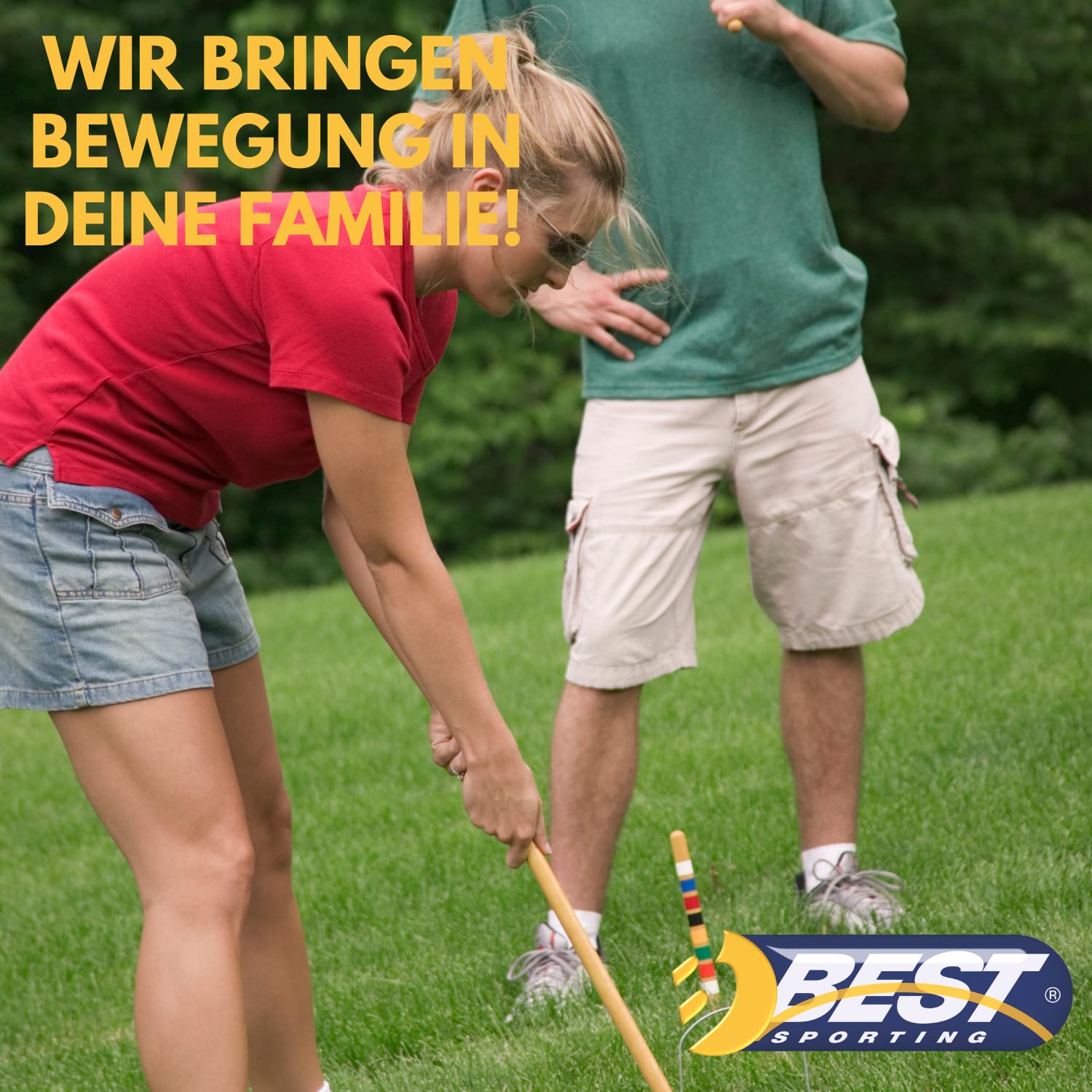 BEST SPORTING Crocket - Crocket - Croquet pour adultes et enfants - Avec raquettes, boules, buts, piquets de marquage - Jeux de plein air pour adultes - Jeux de jardin pour enfants - Kit de croquet