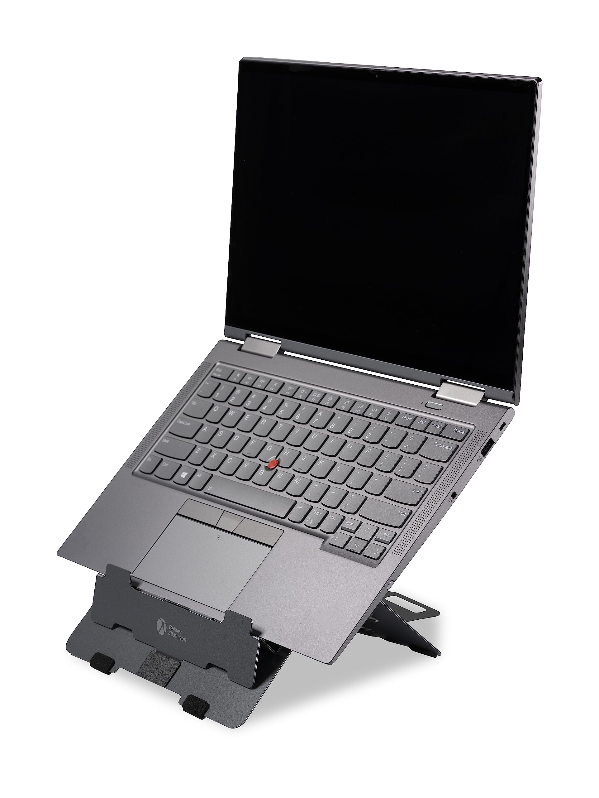 BakkerElkhuizen Flextop 170 - Supporto per laptop in alluminio leggero con 7 regolazioni in altezza, grigio scuro