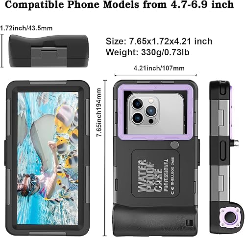Miniatura 9 de Funda de teléfono de buceo subacuático para esnórquel, profesional de 50 pies49.2 ft, impermeable, para iPhone 1716151413Pro Max, Samsung Galaxy