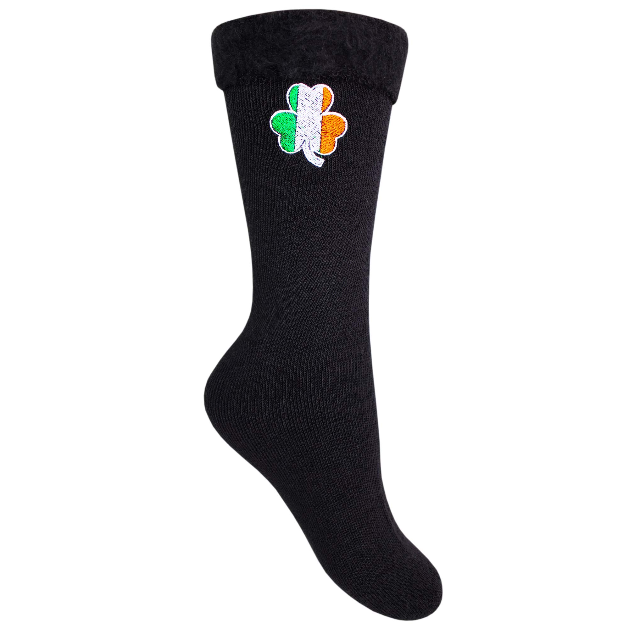 Teddyts Men's Black Irish Flag Shamrock Lucky Thermal Bed Socks (Black)