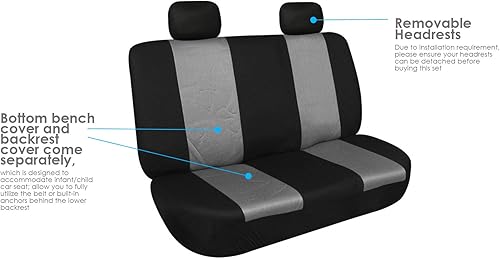 Miniatura 9 de TLH - Juego de fundas clásicas de asiento de tela, ajuste universal para coche, camión, todoterreno