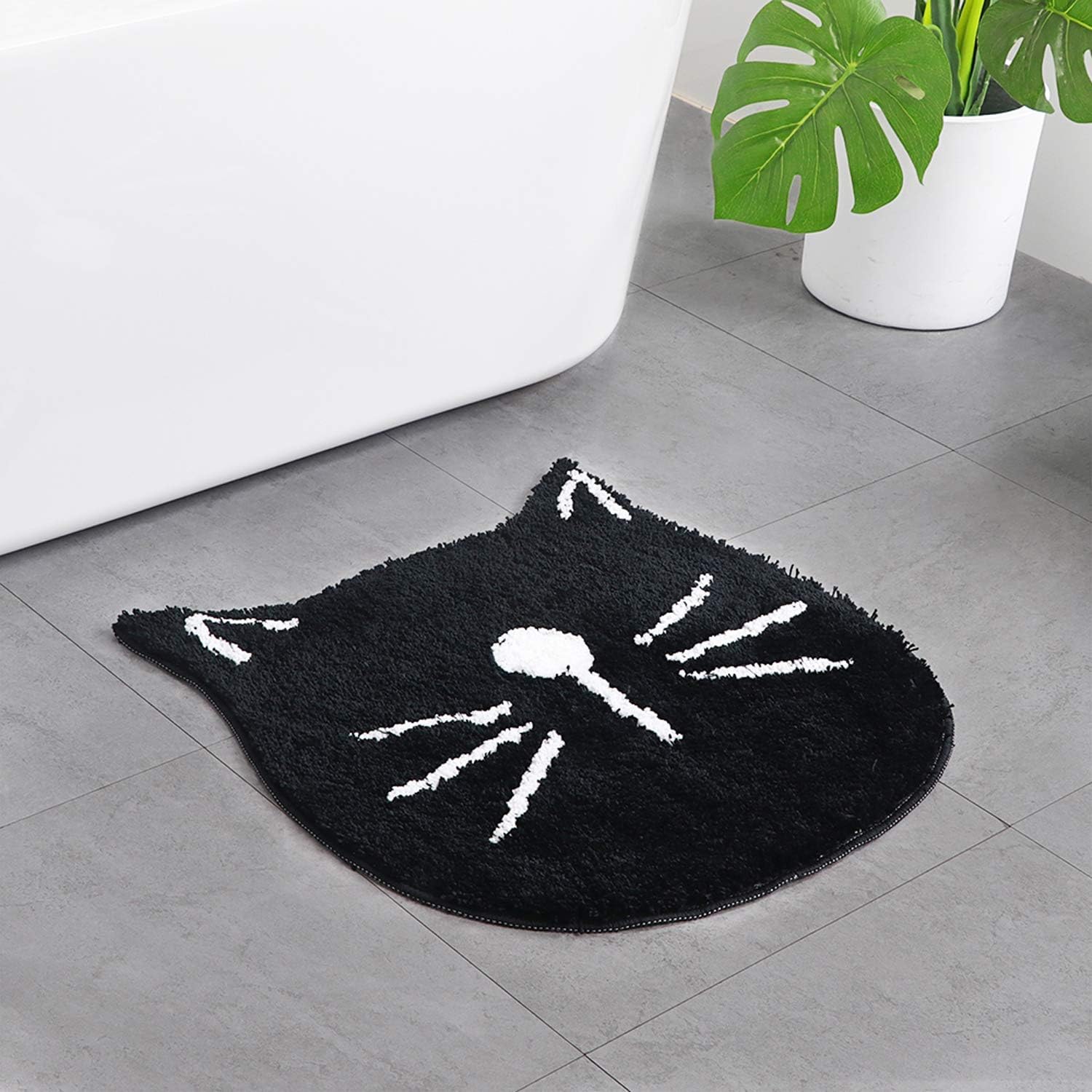 HelloTree Bath Mat Bathroom Rug Non-Slip Soft Bath Mat Shower Mat Washable Absorbent for Living Room Bedroom Bathroom - 23.6" x 23.6", Black