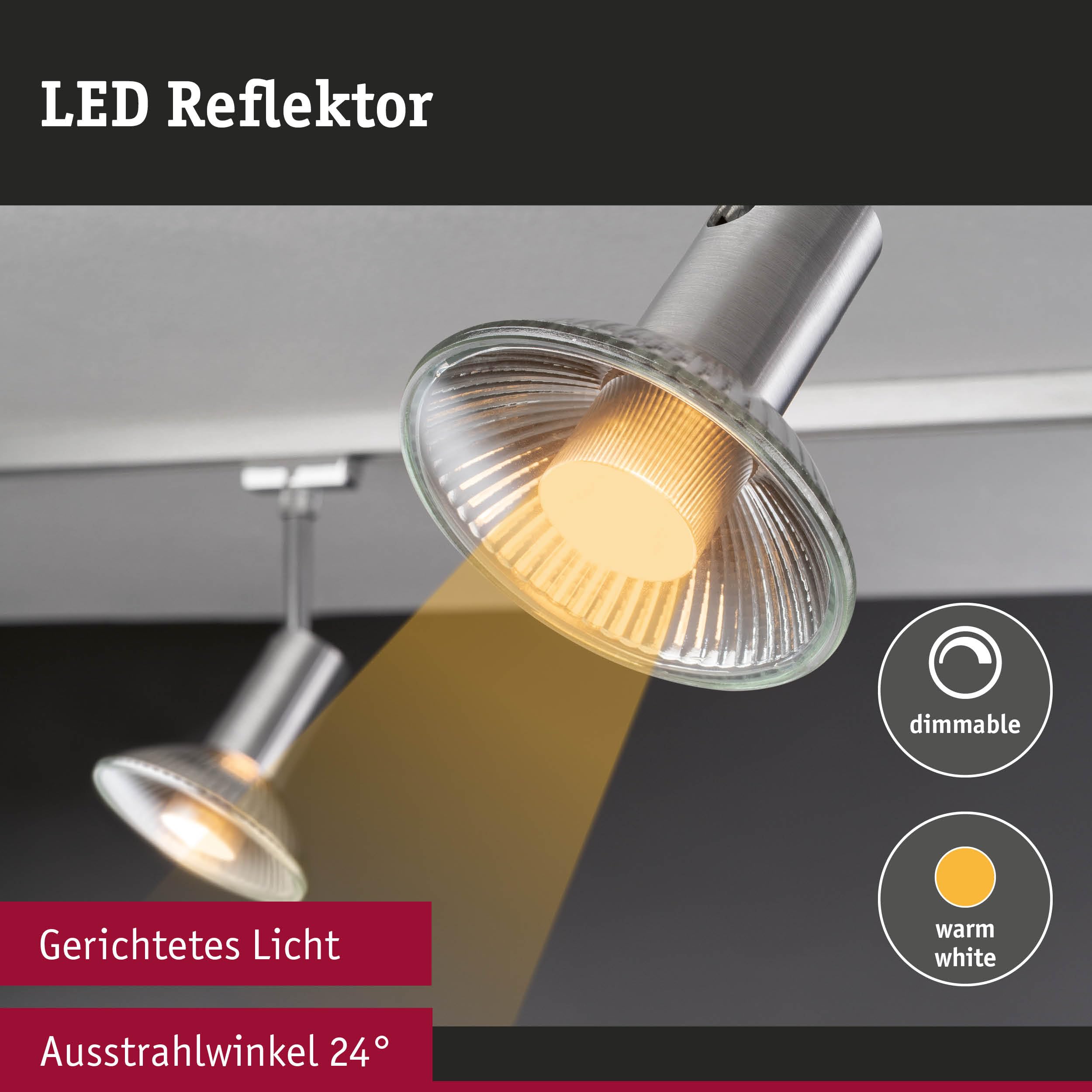 Paulmann 5229 Set Standard 230V LED Reflektor QPAR111 GU10 3x425lm 3x6,5W 2700K dimmbar Silber